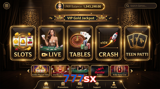 Main screen of 777Sx casino page for PK players